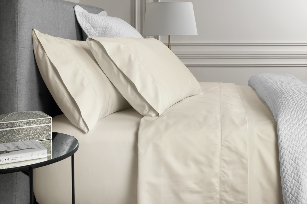 Sheridan 1000tc luxury cotton fitted sheet - chalk / double 38cm